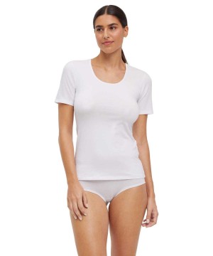 Falke 2-Pack T-Shirt Round-neck Daily Comfort Overhemd Dames Wit | YSA-438910