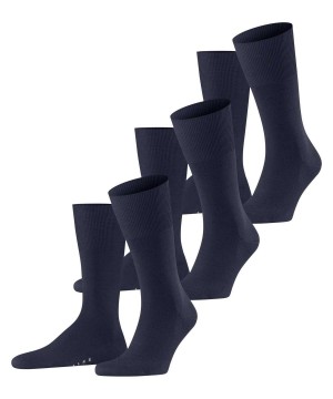 Falke Airport 3-Pack Socks Sokken Heren Blauw | QYO-951063