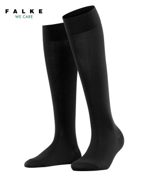 Falke Cotton Touch Knee-high Socks Sokken Dames Zwart | MQS-480325