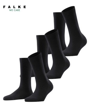 Falke Family 3-Pack Socks Sokken Dames Zwart | GTO-031465