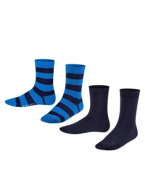 Falke Happy Stripe 2-Pack Socks Sokken Kinderen Zwart | GTQ-185760