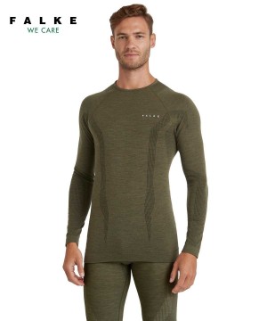 Falke Long sleeve shirt Wool-Tech Long Sleeve T-Shirts Heren Groen | ZEW-124960