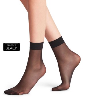 Falke Seidenglatt 15 DEN Ankle socks Sokken Dames Zwart | EON-840713