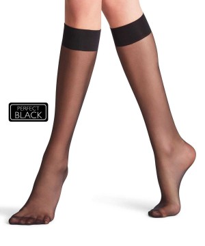 Falke Seidenglatt 15 DEN Knee-high Socks Sokken Dames Zwart | CWU-910764