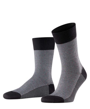 Falke Sensitive Herringbone Socks Sokken Heren Zwart | LUH-159276