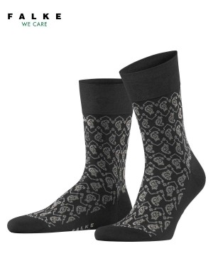 Falke Sensitive Indian Tie Pattern Socks Sokken Heren Zwart | YXS-984217