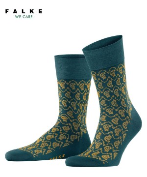 Falke Sensitive Indian Tie Pattern Socks Sokken Heren Groen | QBS-793148