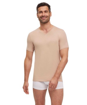 Falke T-Shirt V-neck Daily Climate Control Overhemd Met Korte Mouwen Heren Bruin | IRF-302459