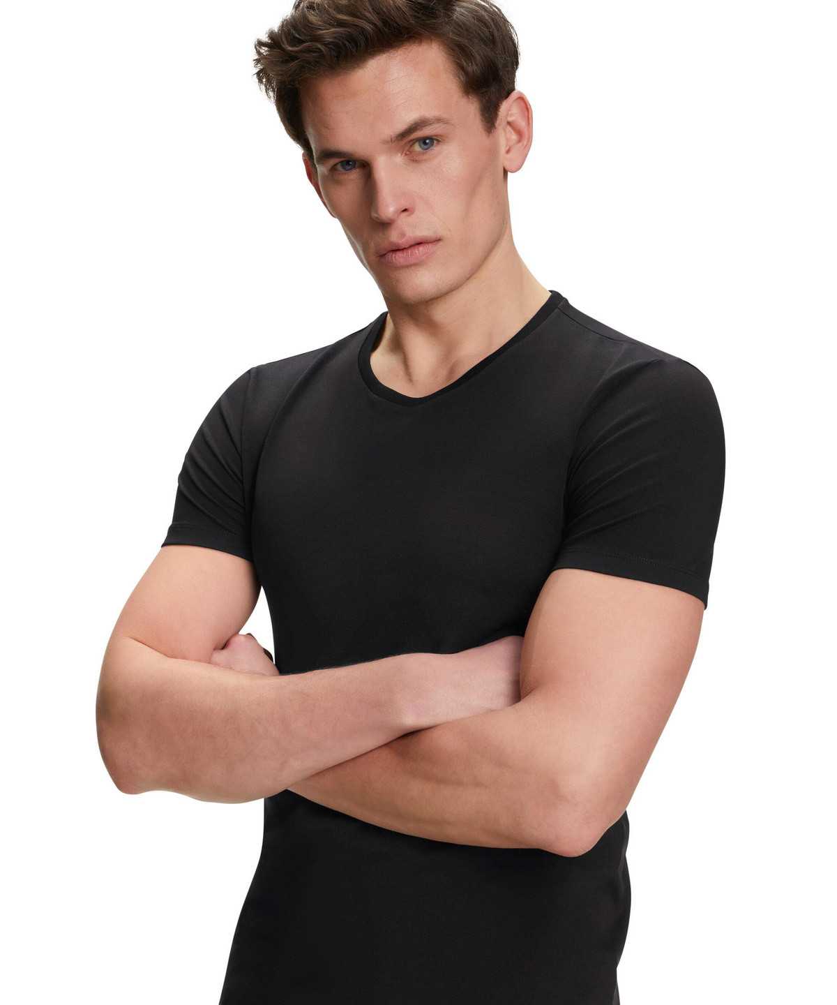 Falke 2-Pack T-Shirt Round-neck Daily Comfort Overhemd Met Korte Mouwen Heren Zwart | ENF-307654