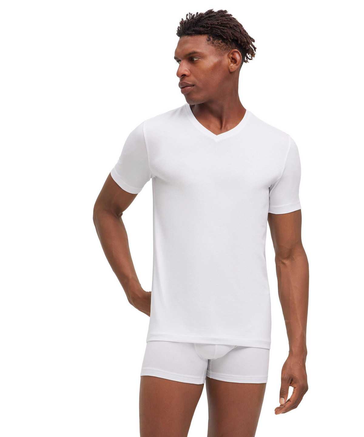 Falke 2-Pack T-Shirt V-neck Daily Comfort Overhemd Met Korte Mouwen Heren Wit | XND-635928