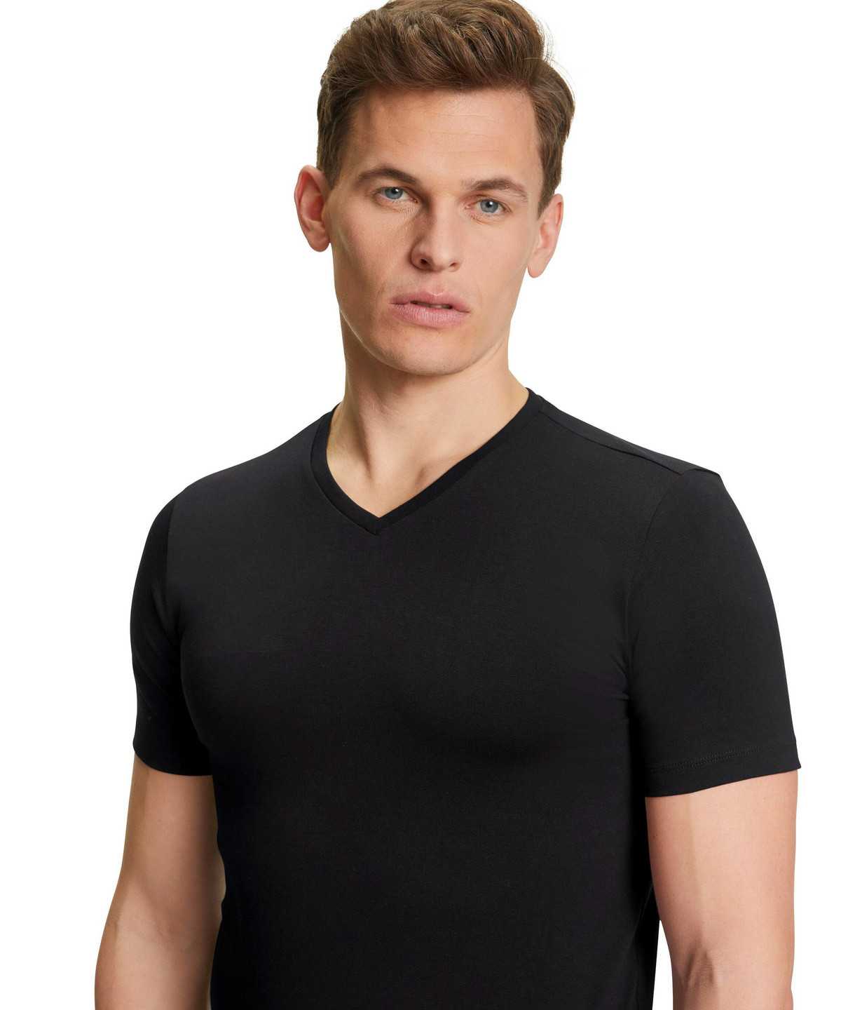 Falke 2-Pack T-Shirt V-neck Daily Comfort Overhemd Met Korte Mouwen Heren Zwart | SXD-261348