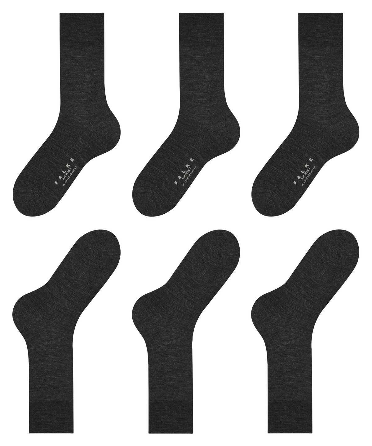 Falke Airport 3-Pack Socks Sokken Heren Grijs | AFU-879052