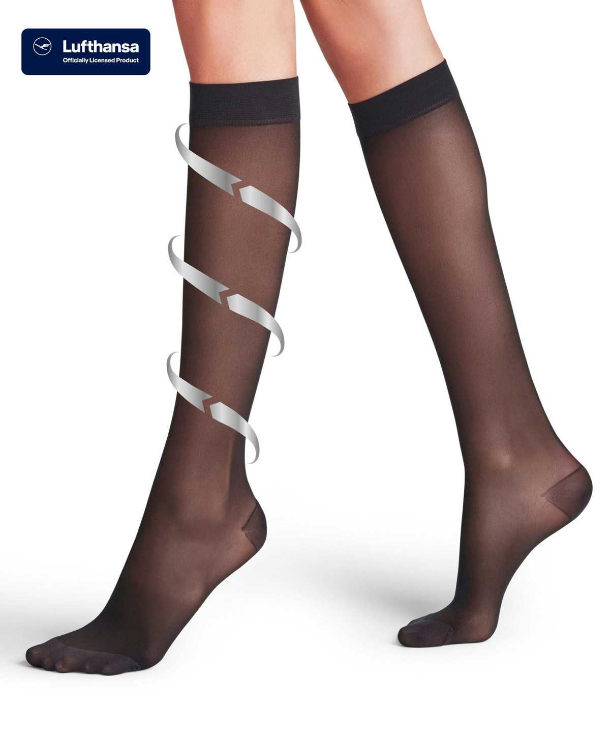 Falke Energize 30 DEN Knee-high Socks Sokken Dames Zwart | WJU-326419