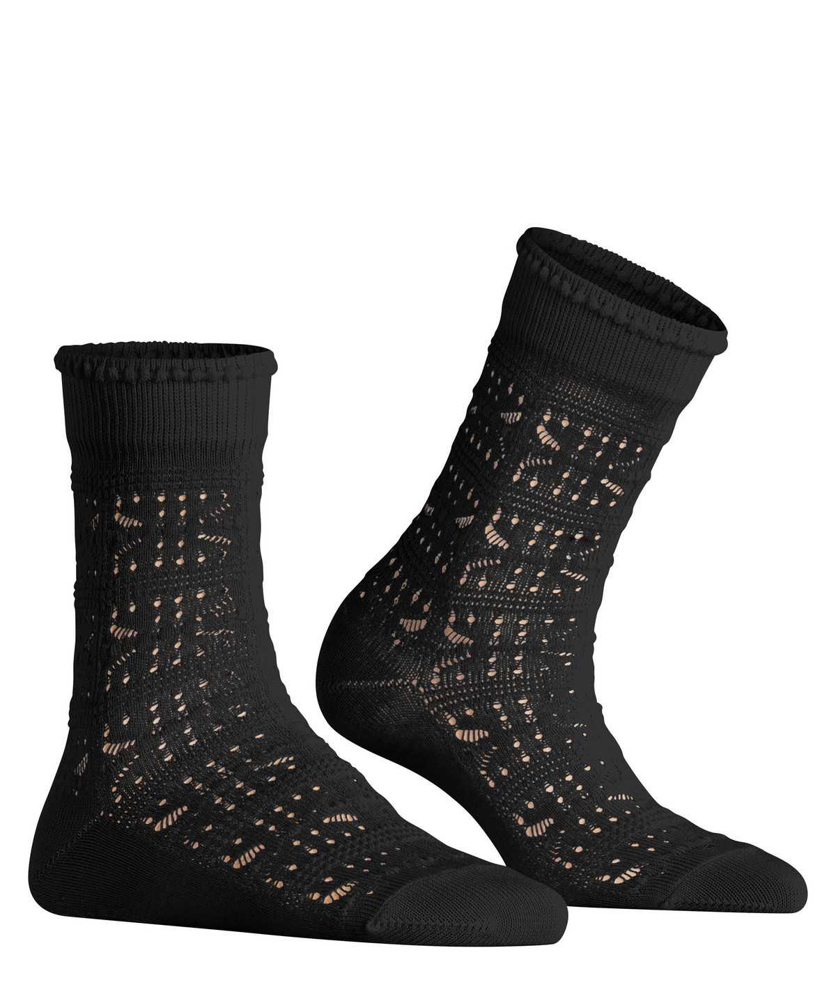 Falke Granny Square Socks Sokken Dames Zwart | KFW-714509