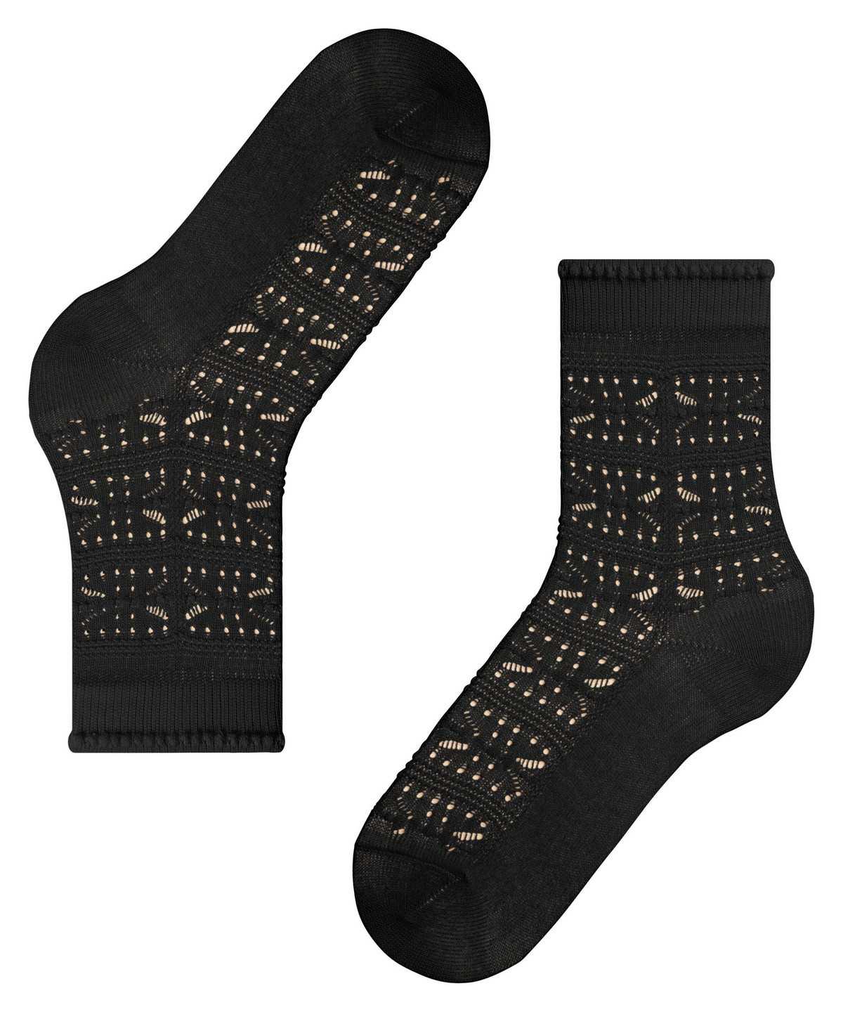 Falke Granny Square Socks Sokken Dames Zwart | KFW-714509