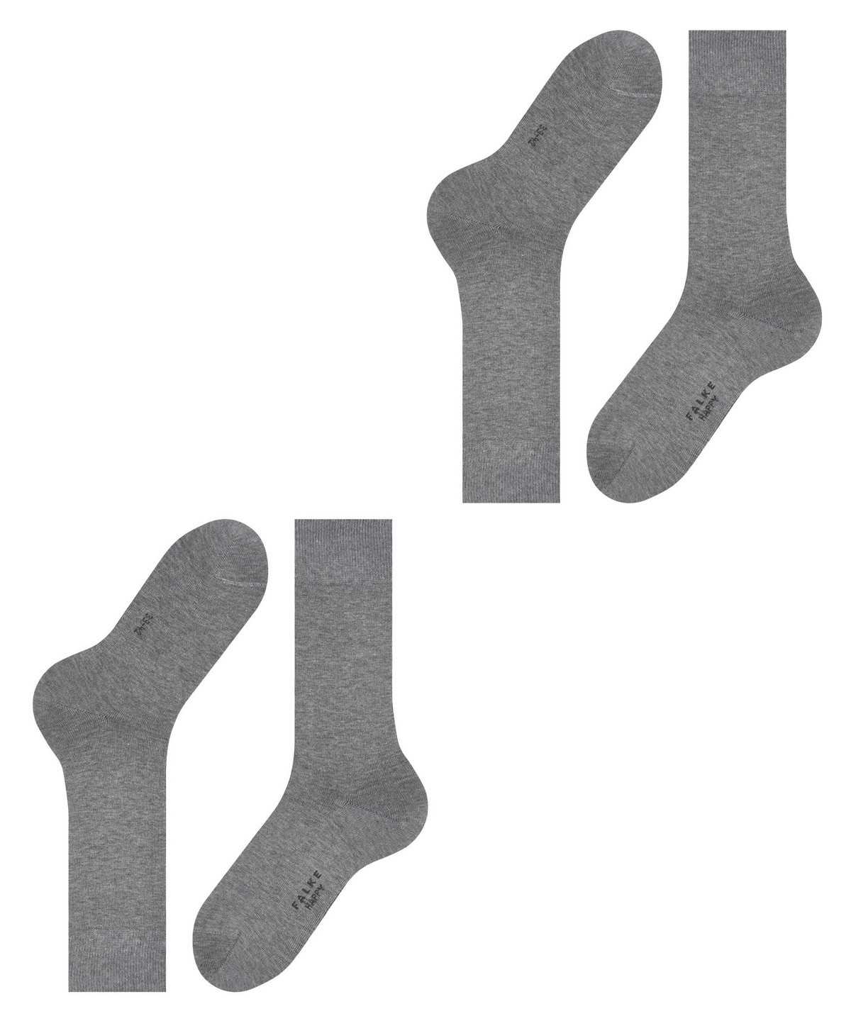 Falke Happy 2-Pack Socks Sokken Heren Grijs | KIY-813429