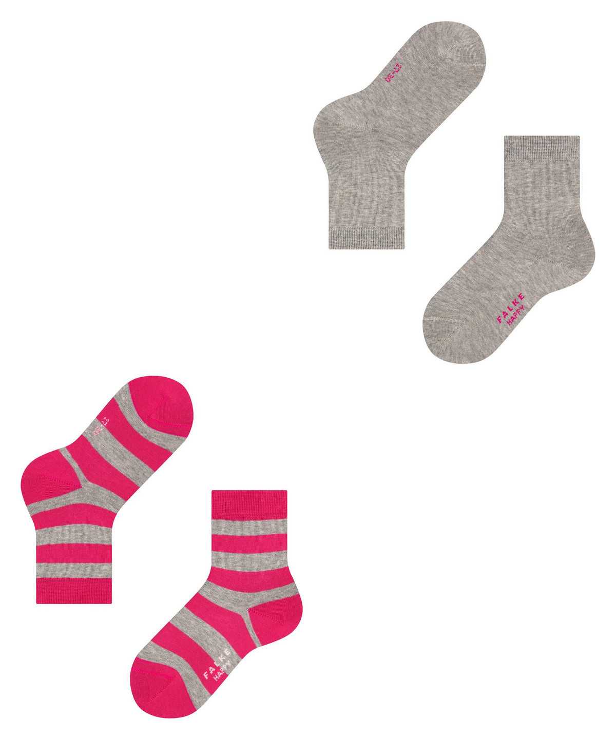 Falke Happy Stripe 2-Pack Socks Sokken Kinderen Grijs | LYJ-895637