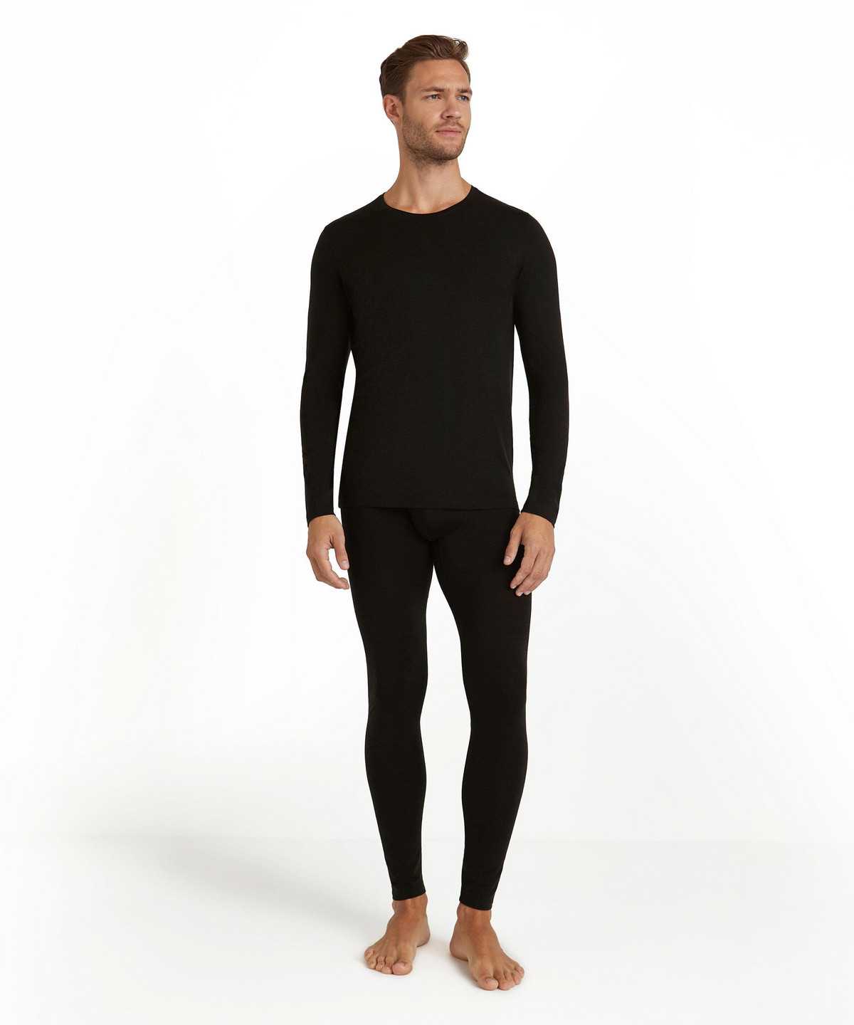 Falke Long sleeve shirt Round-neck Daily ClimaWool Long Sleeve T-Shirts Heren Zwart | IXC-780396