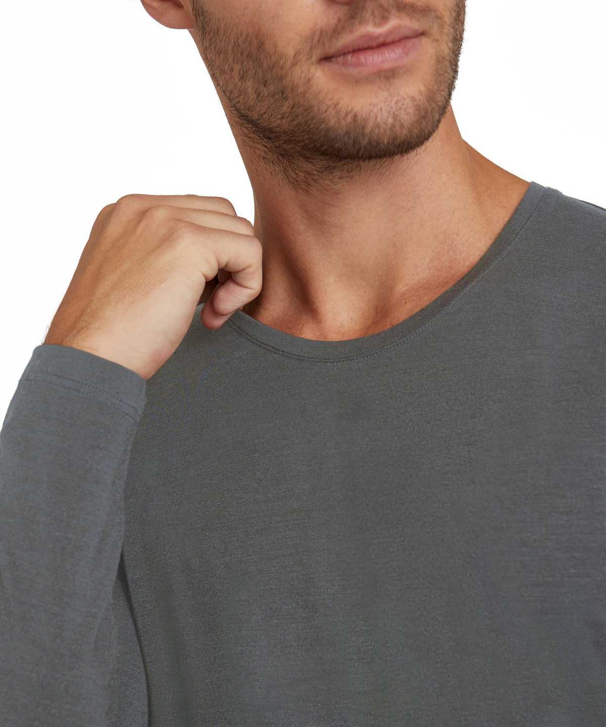 Falke Long sleeve shirt Round-neck Daily ClimaWool Long Sleeve T-Shirts Heren Grijs | DPT-893250