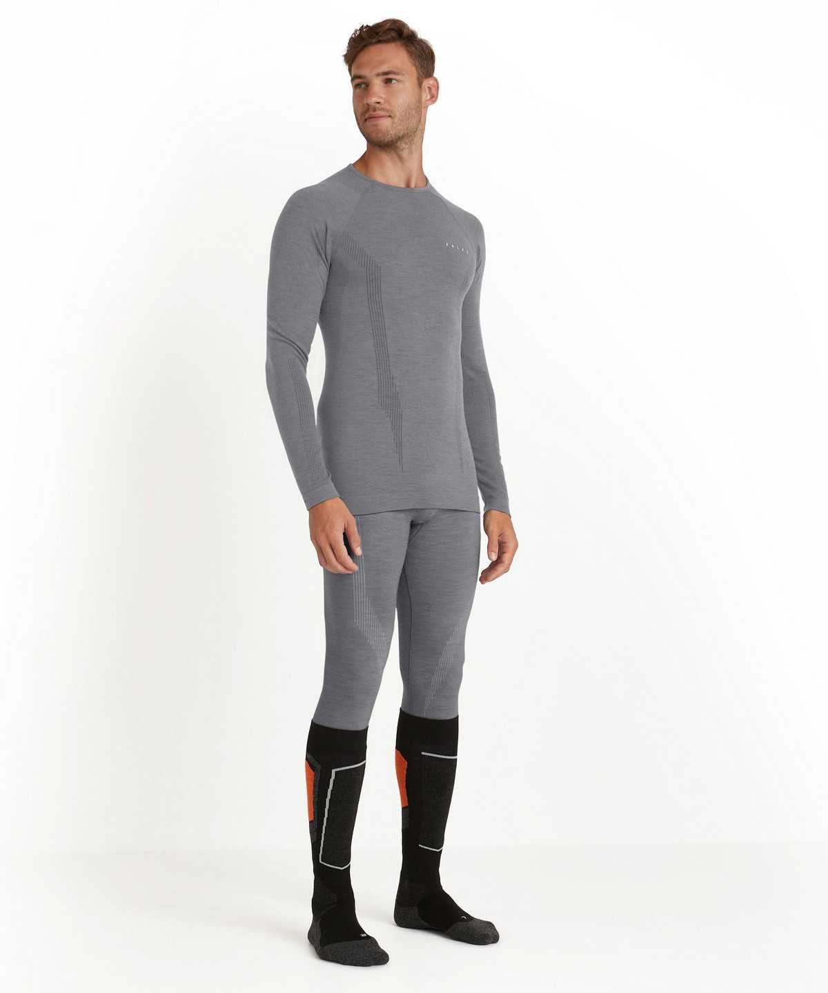 Falke Long sleeve shirt Wool-Tech Long Sleeve T-Shirts Heren Grijs | VWA-796520