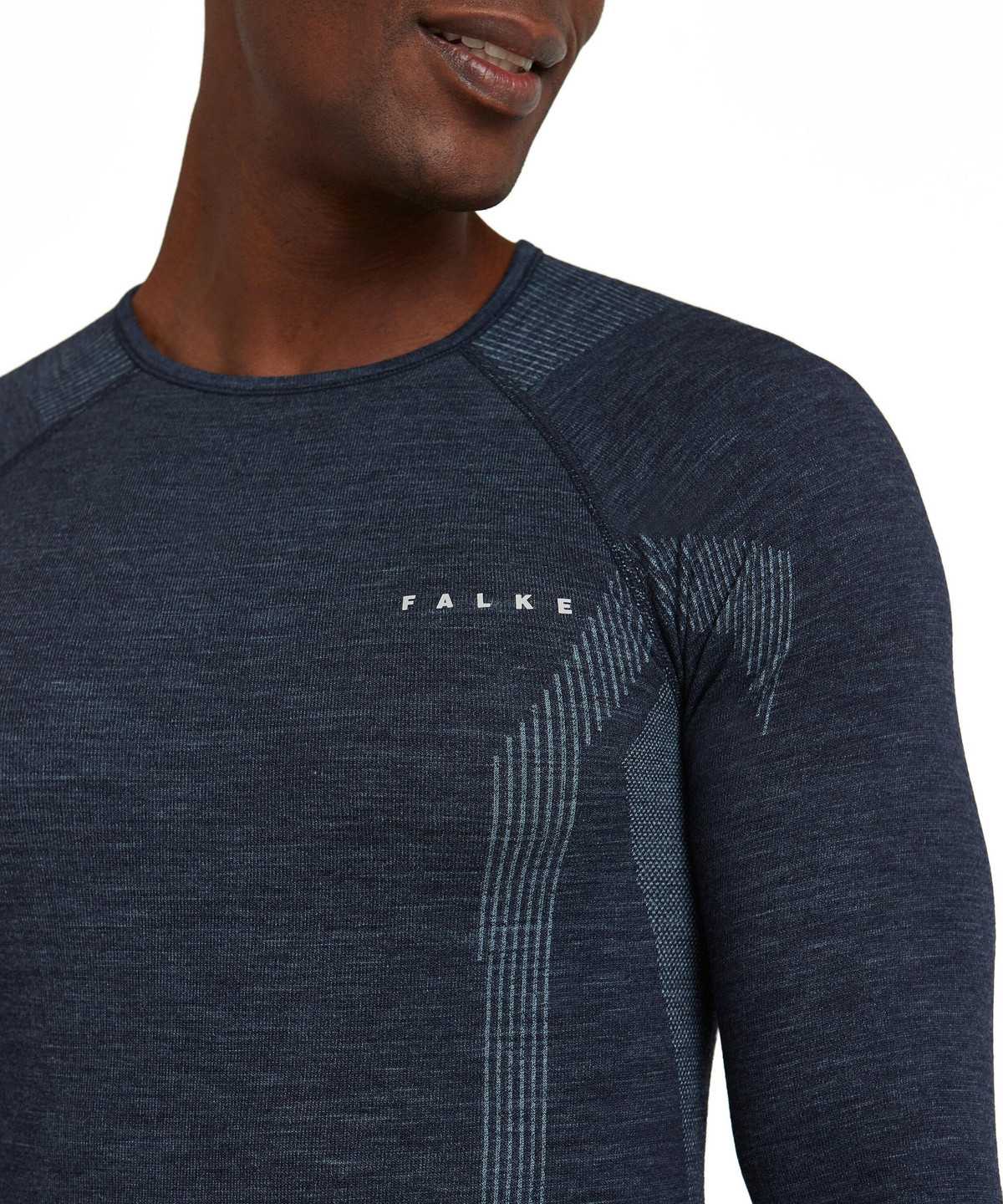 Falke Long sleeve shirt Wool-Tech Long Sleeve T-Shirts Heren Blauw | YCJ-954310