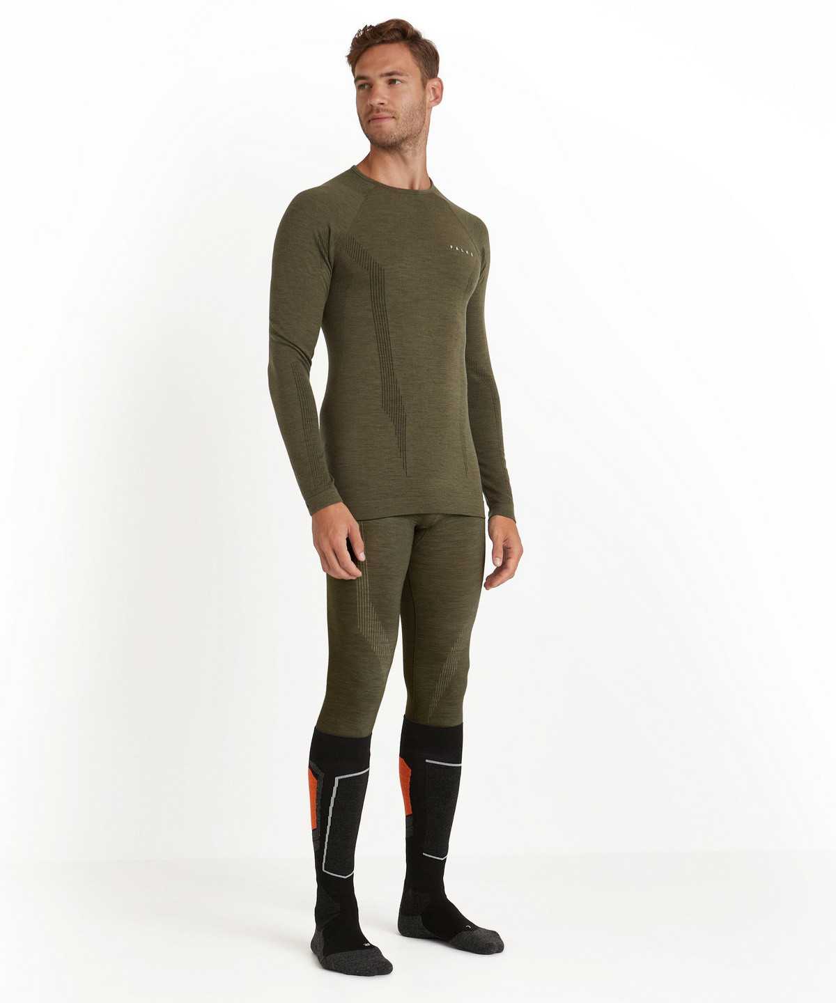 Falke Long sleeve shirt Wool-Tech Long Sleeve T-Shirts Heren Groen | ZEW-124960