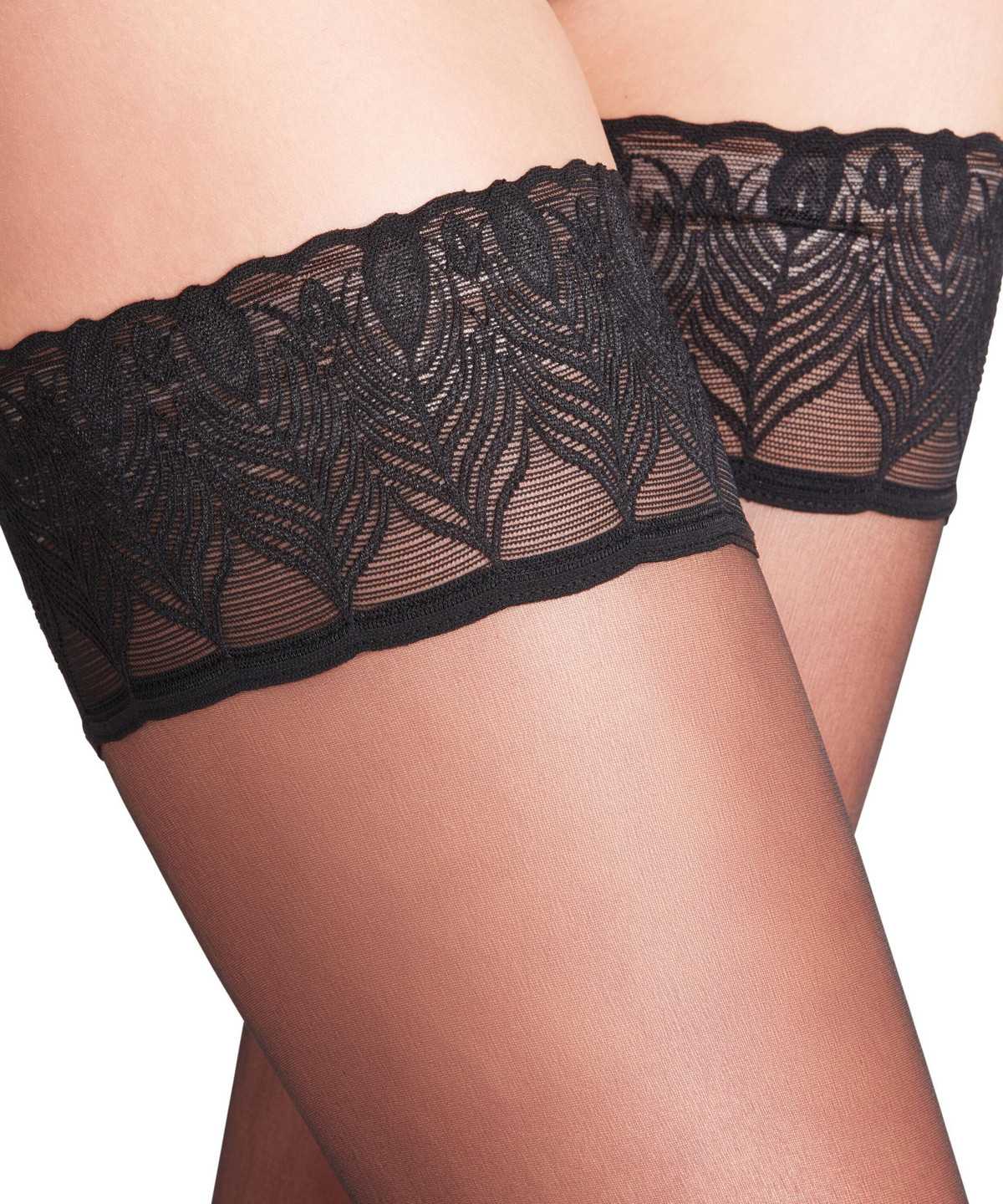 Falke Lunelle 8 DEN Stay-ups Thigh Highs Dames Zwart | DUS-067359