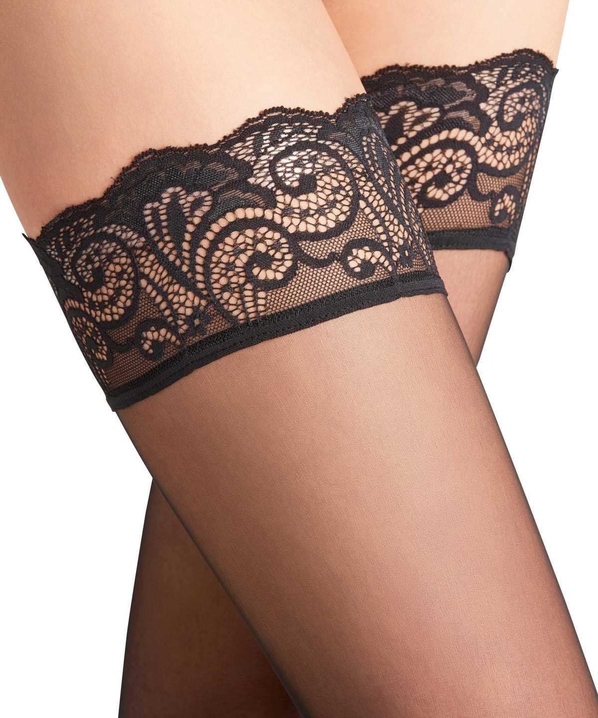 Falke Matt Deluxe 20 DEN Stay-ups Thigh Highs Dames Zwart | PWG-185469