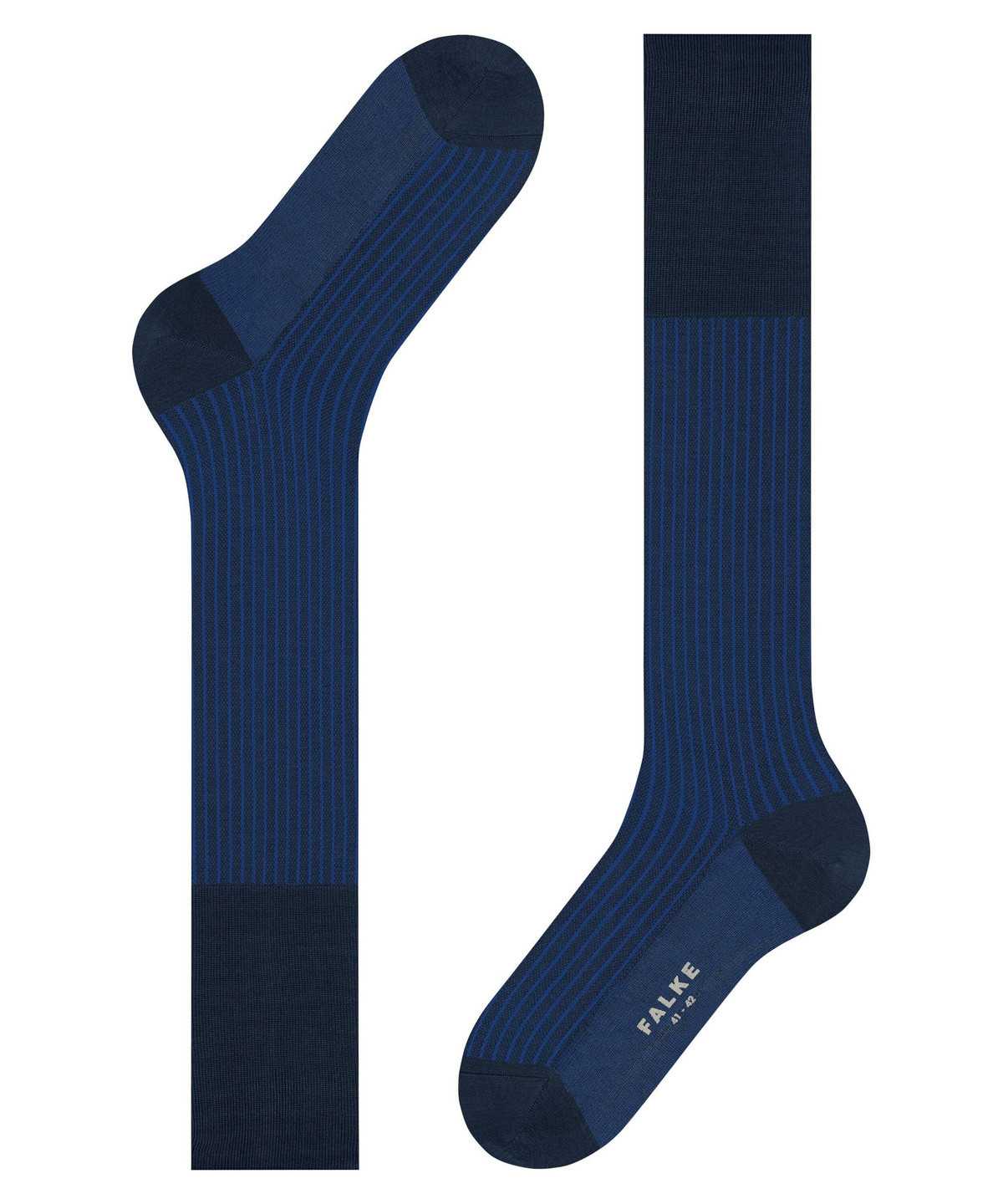 Falke Oxford Stripe Knee-high Socks Sokken Heren Blauw | ISO-504327