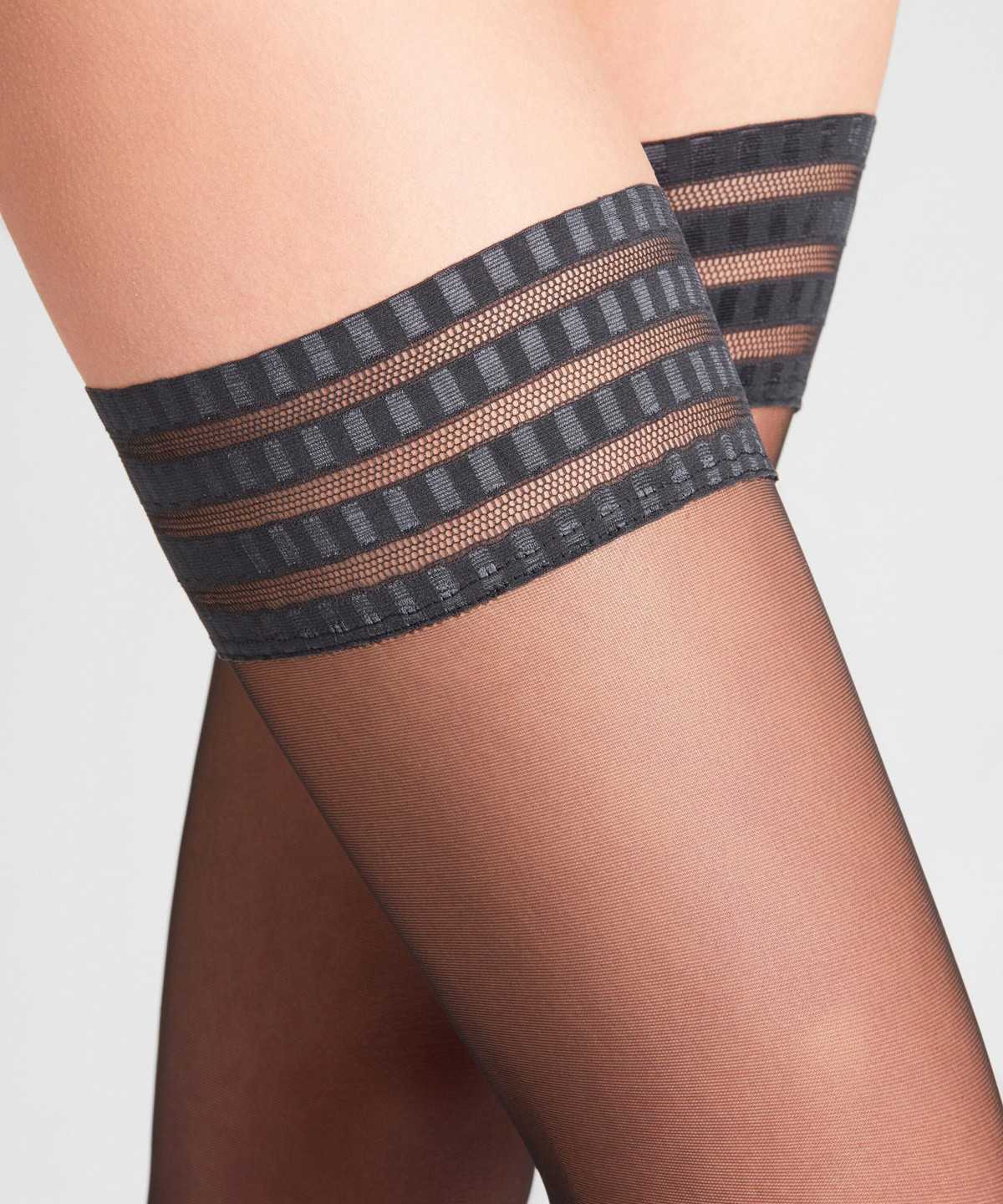 Falke Pure Matt 20 DEN Stay-ups Thigh Highs Dames Zwart | KSJ-185273