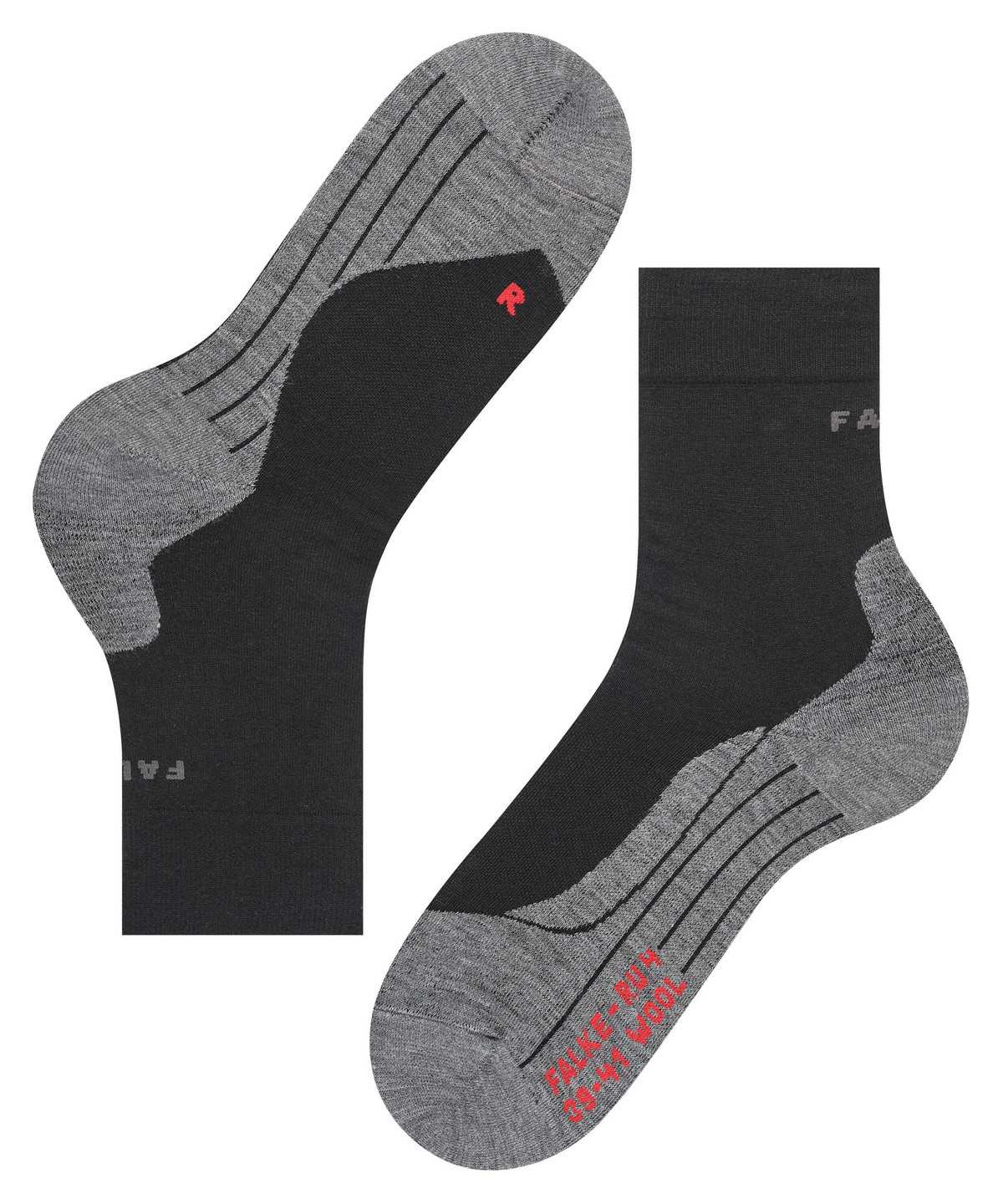 Falke RU4 Endurance Wool Running Socks Sokken Heren Zwart | VOT-972463