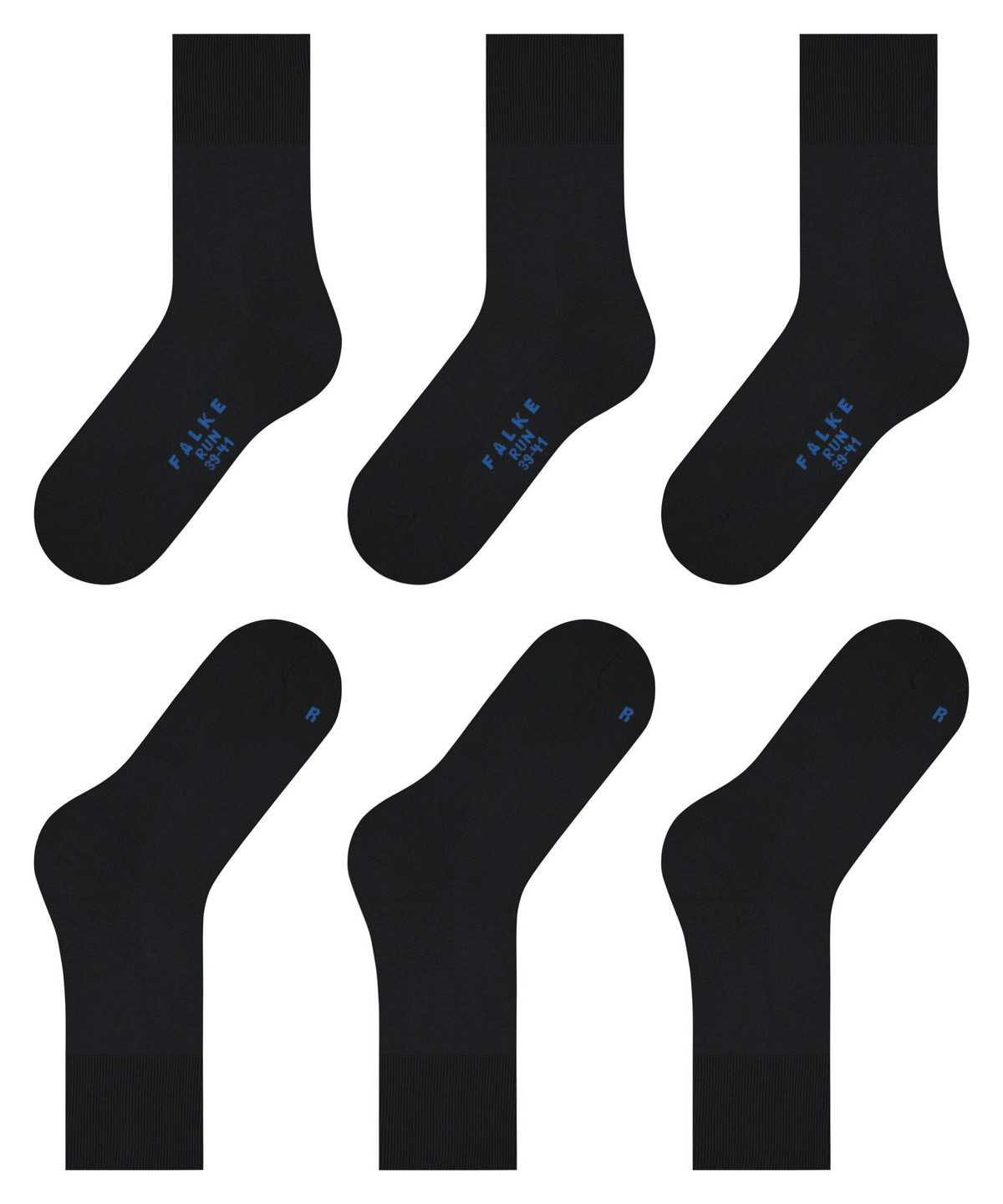 Falke Run 3-Pack Socks Sokken Dames Zwart | DBX-254138