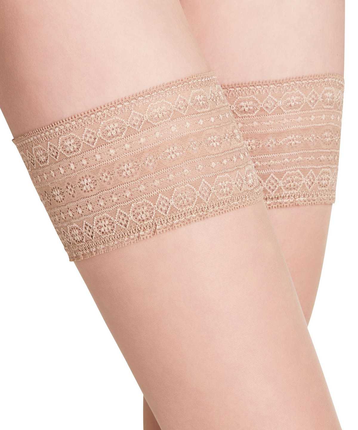 Falke Seidenglatt 15 DEN Stay-ups Thigh Highs Dames Beige | NZW-783625