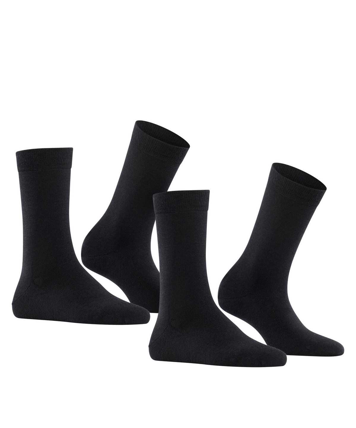 Falke Softmerino 2-Pack Socks Sokken Dames Zwart | SBO-641795