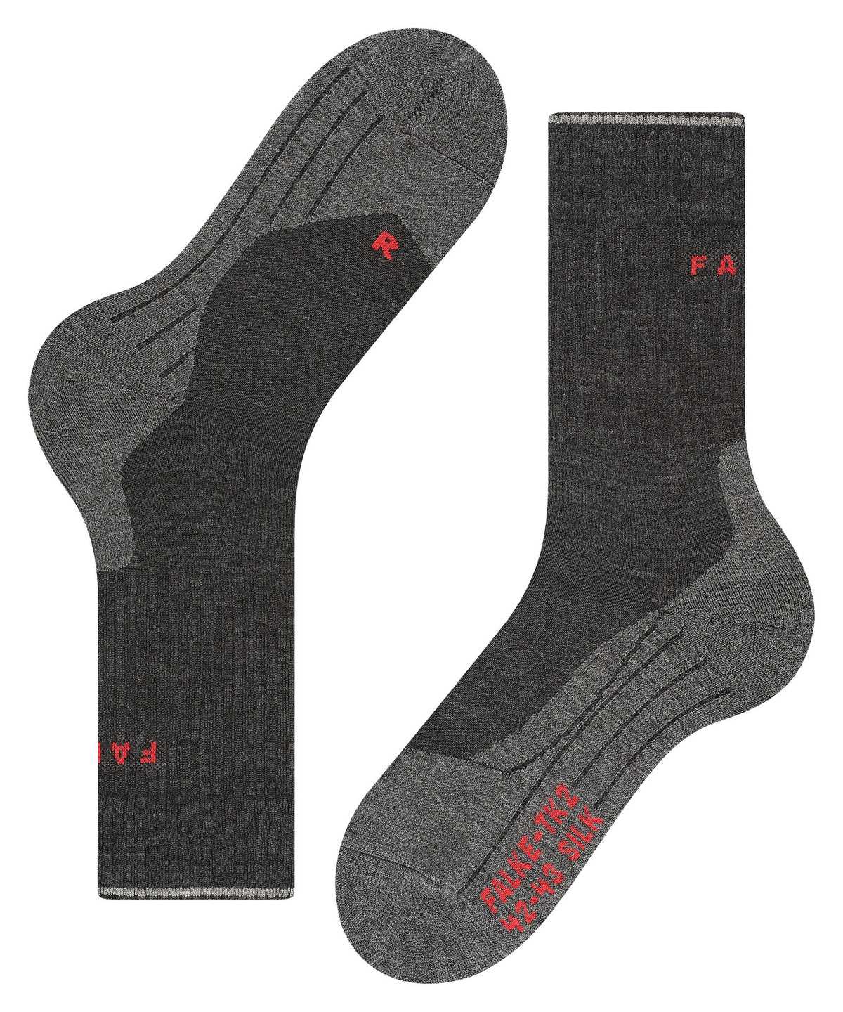 Falke TK2 Explore Wool Silk Trekking Socks Sokken Heren Grijs | JSM-439015