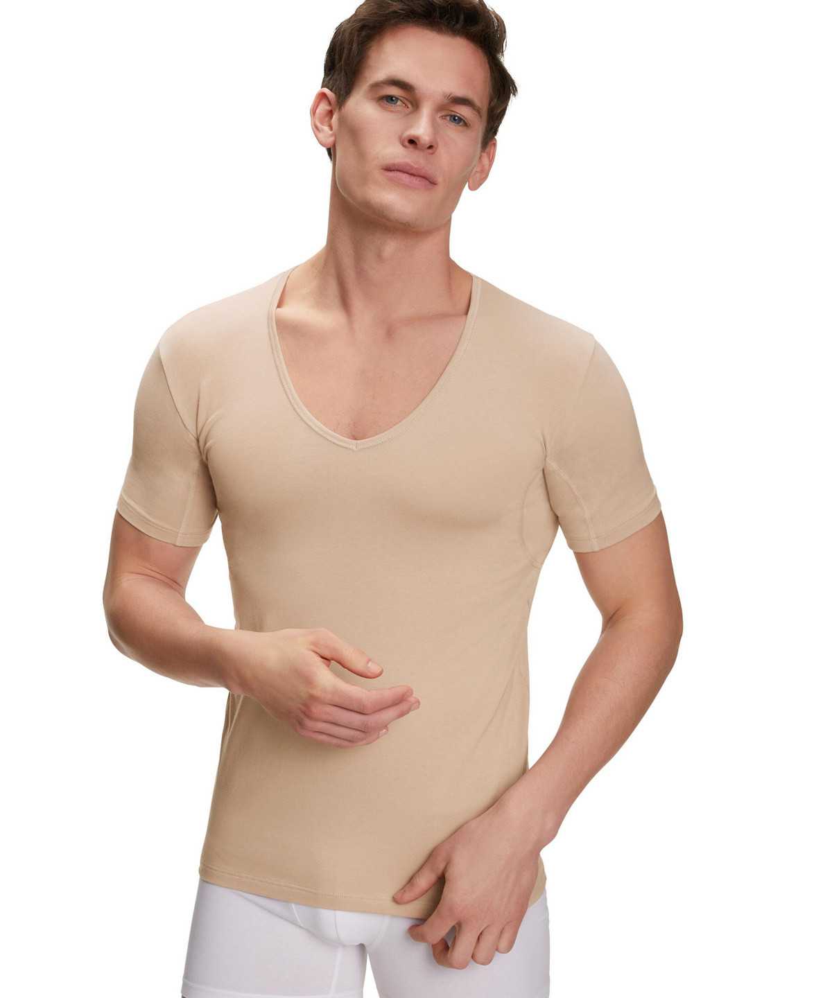 Falke T-Shirt V-neck Daily Climate Control Overhemd Met Korte Mouwen Heren Bruin | PNV-247983