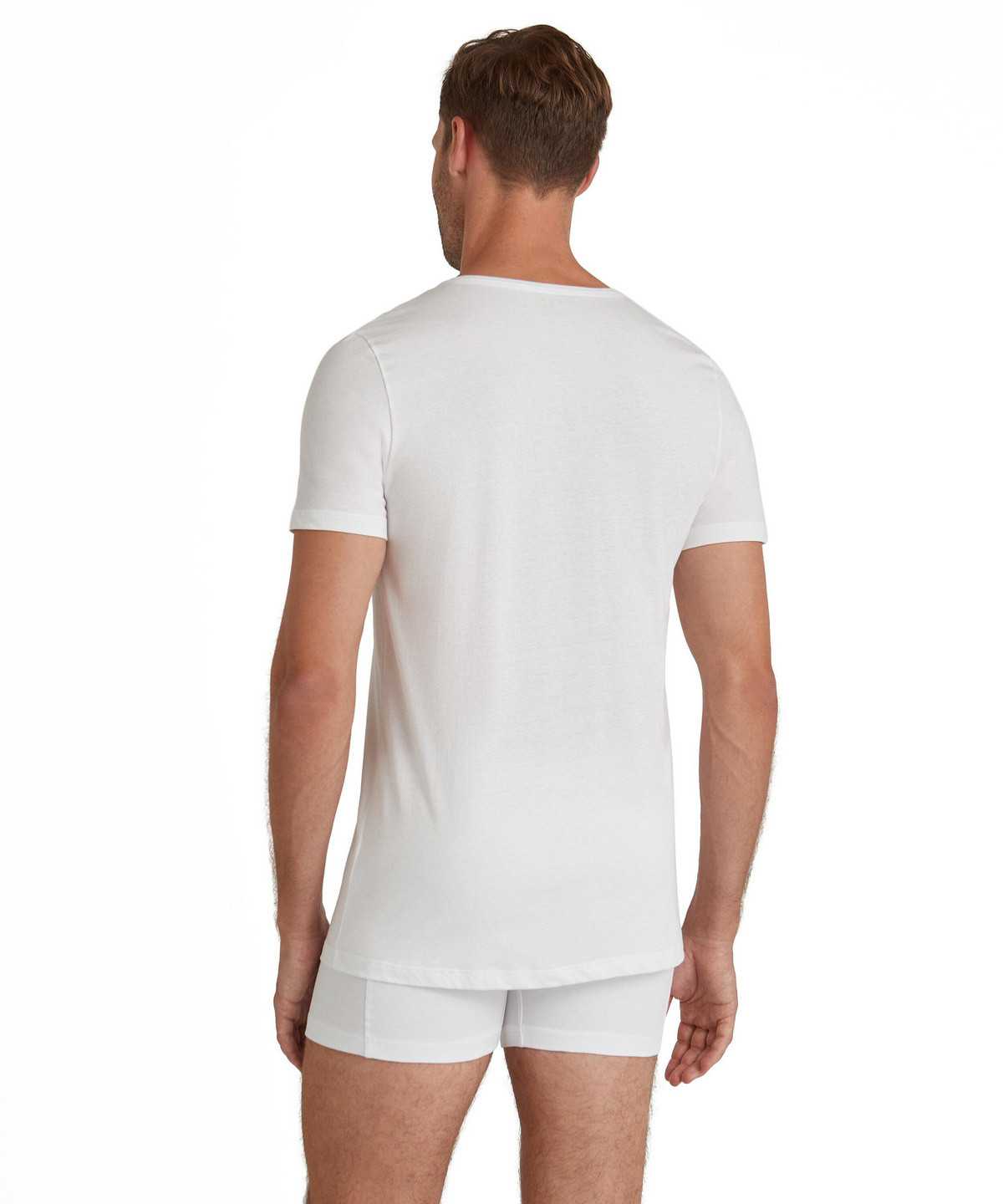 Falke T-Shirt V-neck Daily Natural Overhemd Met Korte Mouwen Heren Wit | JUZ-018674