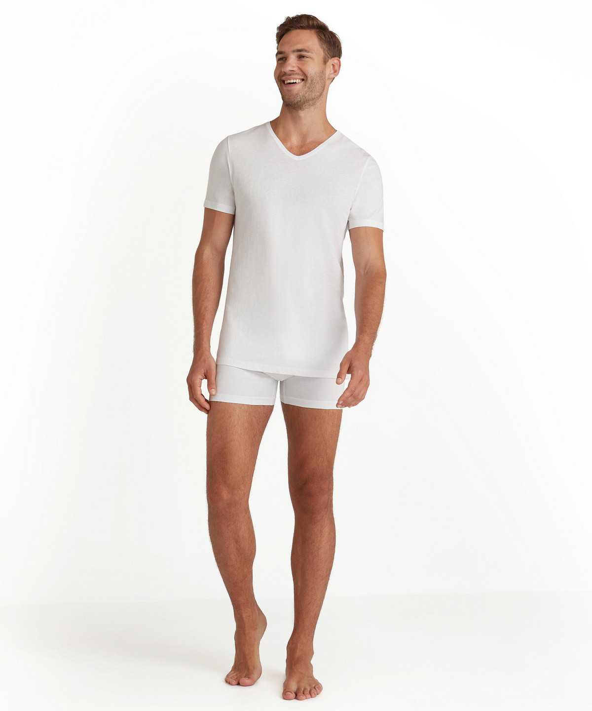 Falke T-Shirt V-neck Daily Natural Overhemd Met Korte Mouwen Heren Wit | JUZ-018674