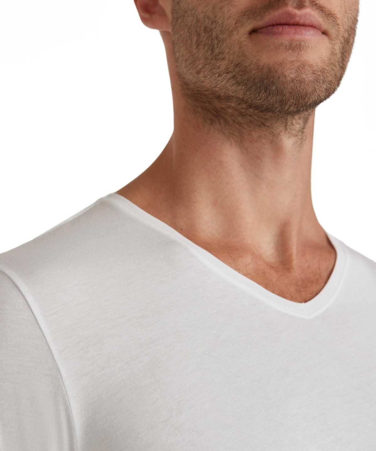 Falke T-Shirt V-neck Daily Natural Overhemd Met Korte Mouwen Heren Wit | JUZ-018674