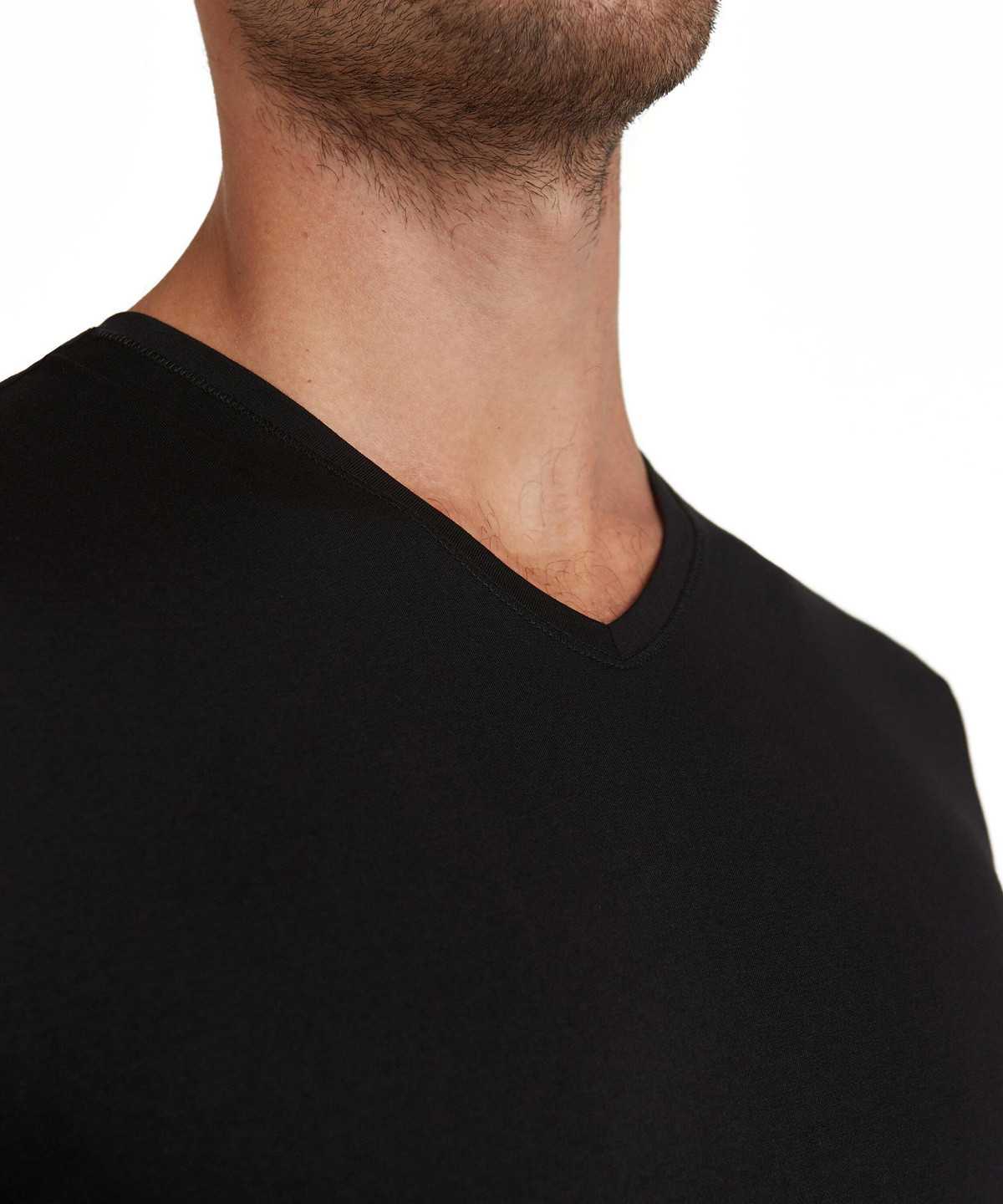 Falke T-Shirt V-neck Daily Natural Overhemd Met Korte Mouwen Heren Zwart | WVT-218097