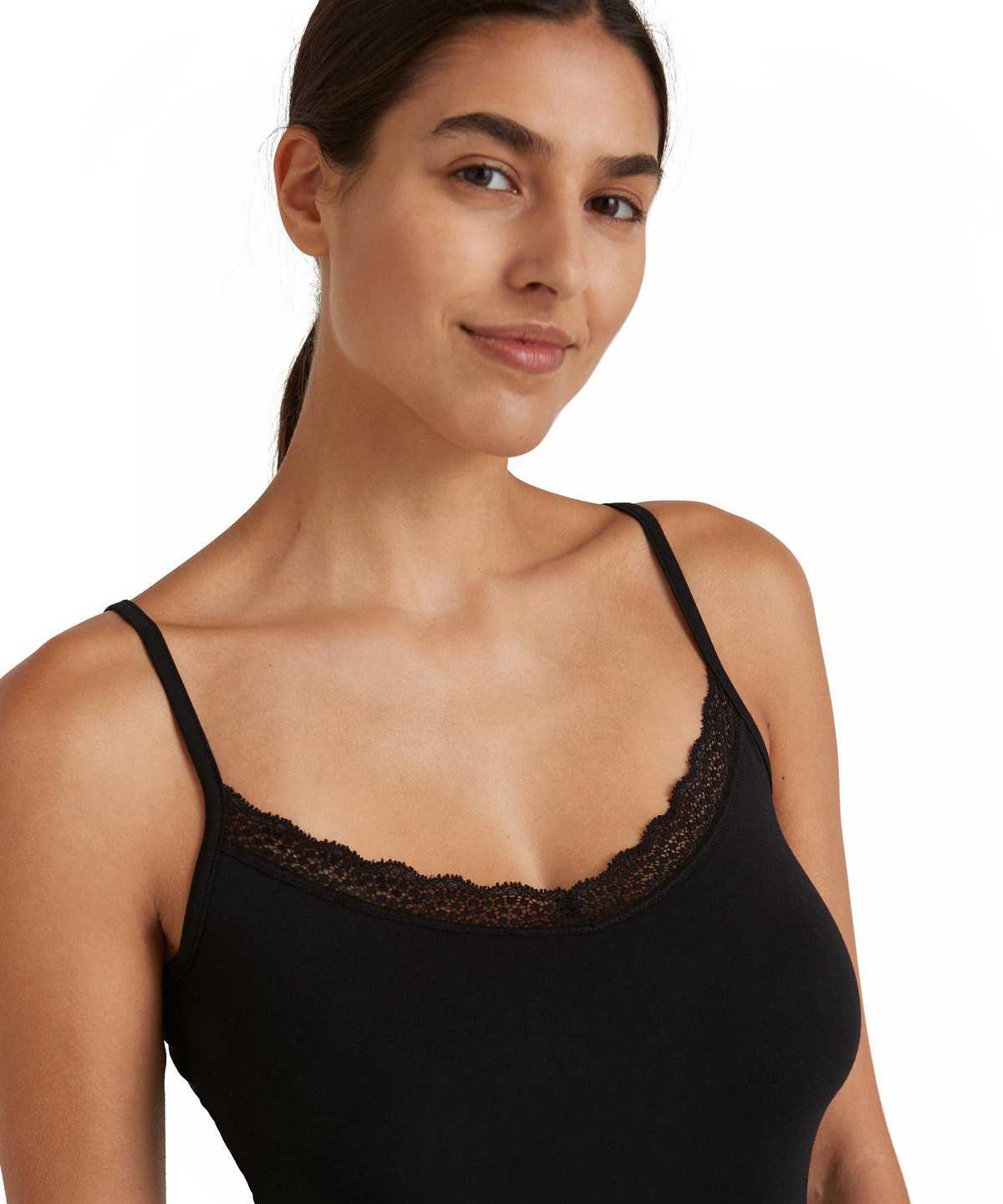 Falke Top Round-neck Daily Lace Bras & Tops Dames Zwart | LWB-716392